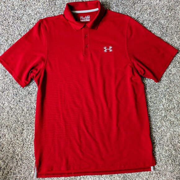 Red Collared Under Armour Shirt (Mens M) - Picture 1 of 2